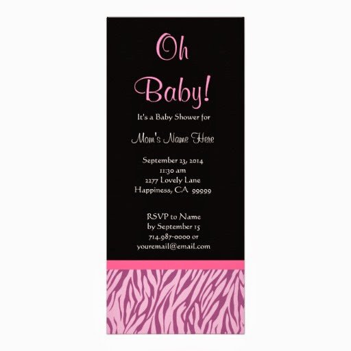 Pink Zebra Baby Invitations