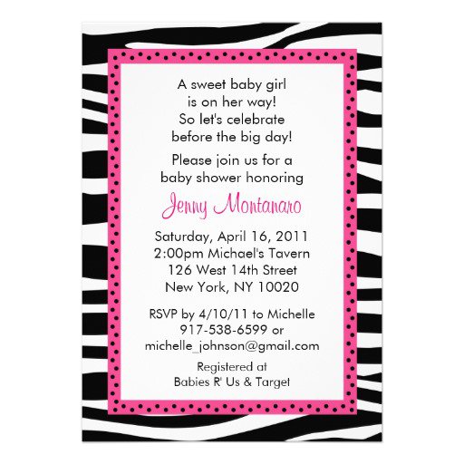 Pink Zebra Print Invitations Baby Shower