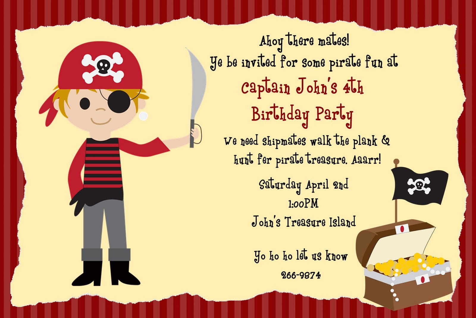 Pirate Birthday Invitations Template