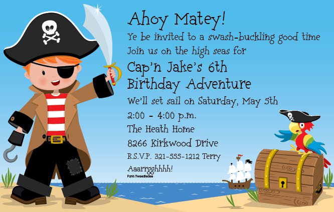 Pirate Party Invitation Wording