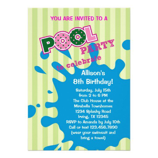 Pool Party Birthday Invitation Ideas
