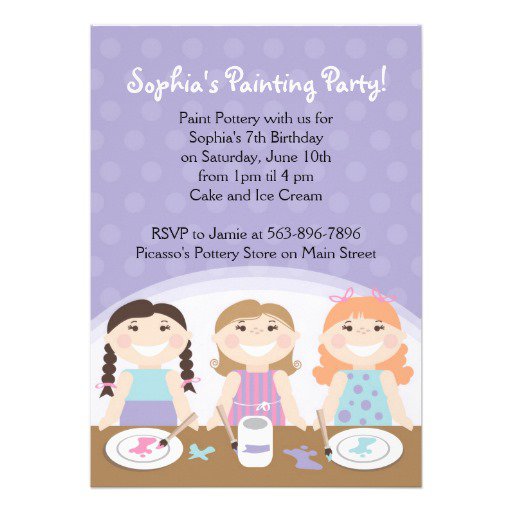 Pottery Party Birthday Invitations
