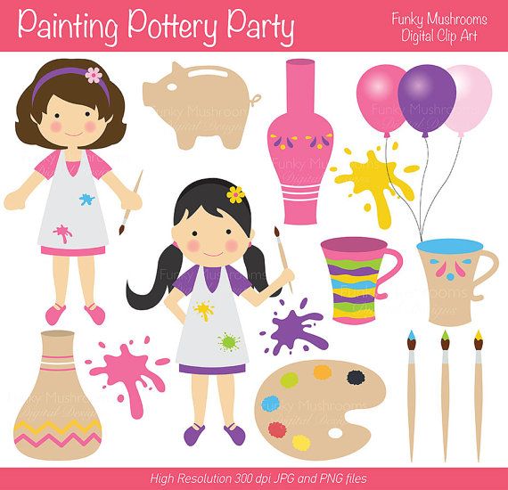 Pottery Party Invitations Girls