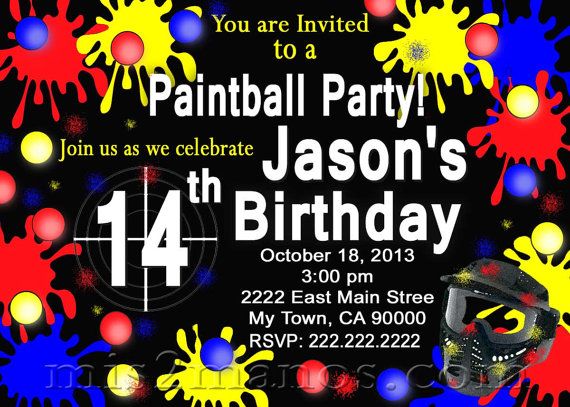 Printable Paintball Birthday Invitations