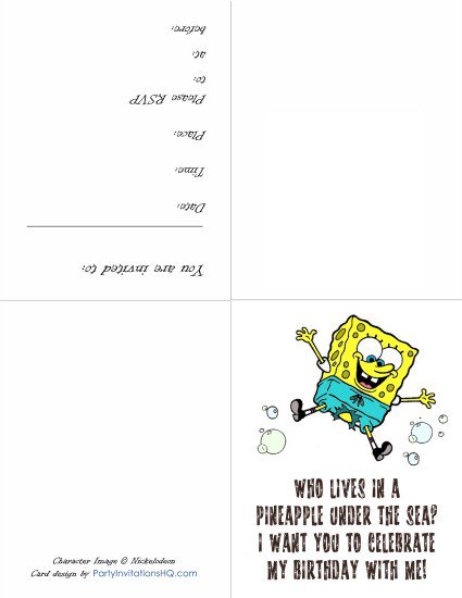Printable Spongebob Invitations