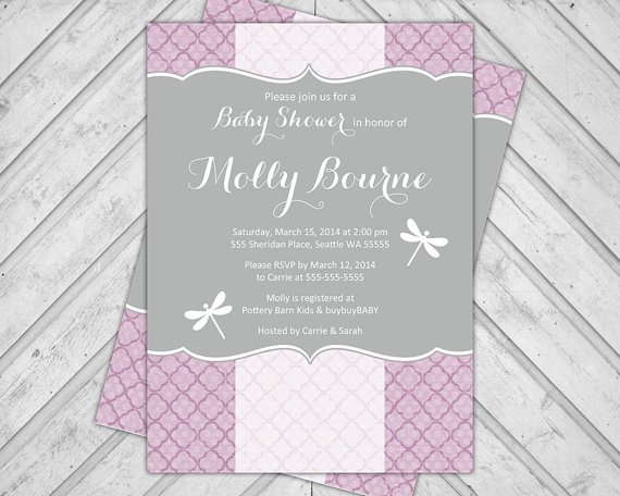 Purple And Lime Green Baby Shower Invitations