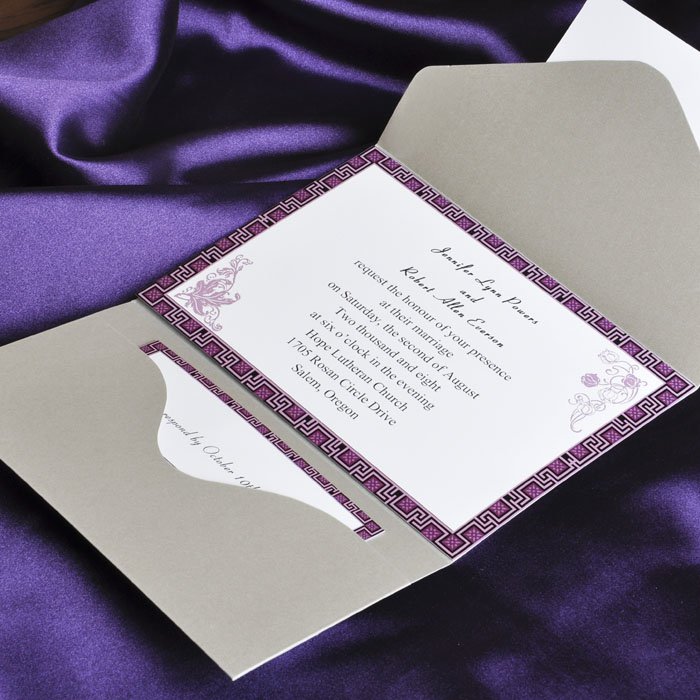 Purple Pocket Wedding Invitations Cheap