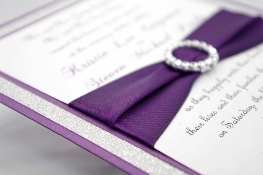 Purple Wedding Invitations With Bling