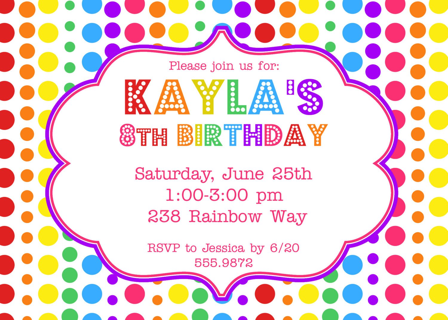 Rainbow Birthday Party Invitations Template
