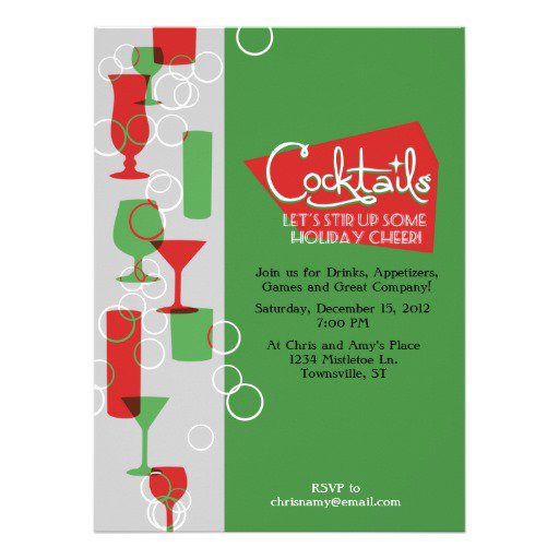 Retro Christmas Cocktail Party Invitations