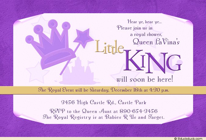 Royal King Baby Shower Invitations