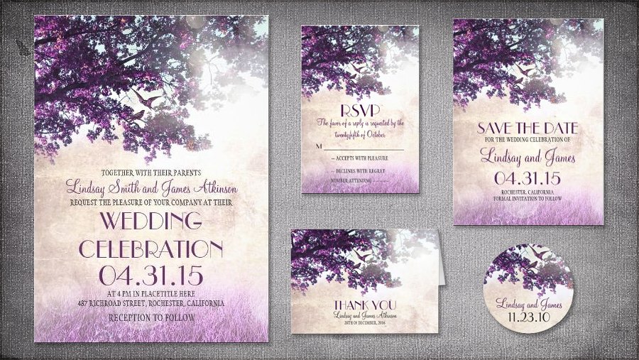Rustic Oak Tree Wedding Invitations