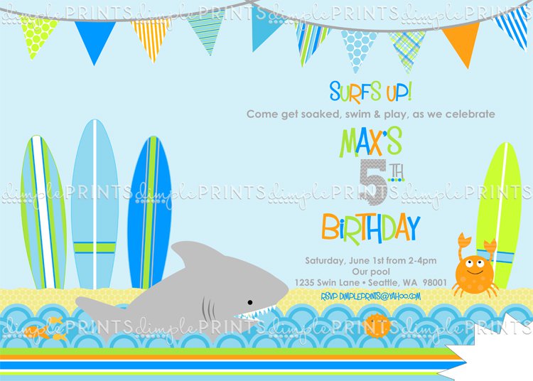 Shark Printable Birthday Invitations For Boys