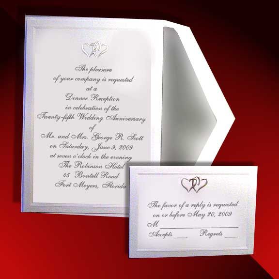 Silver Entwined Hearts Wedding Invitations