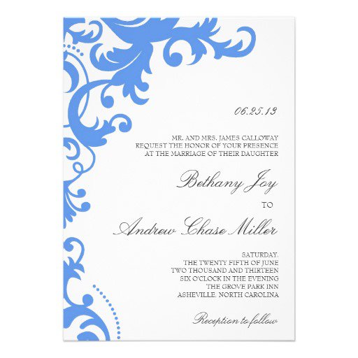 Sky Blue Wedding Invitation Card