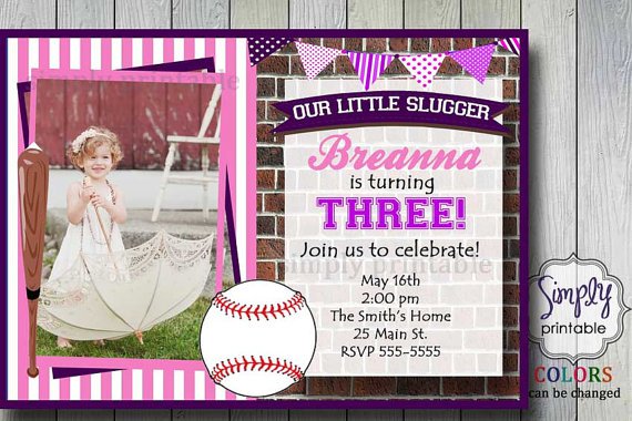 Softball Birthday Invitations For Girls