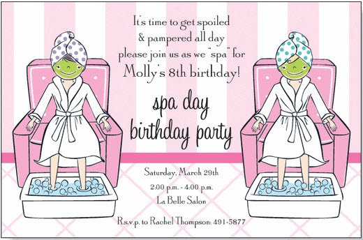 Spa Day Birthday Party Invitations