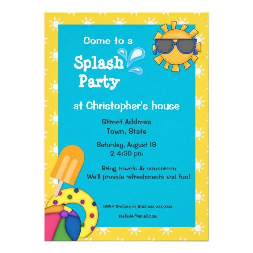 Splash Party Invitations