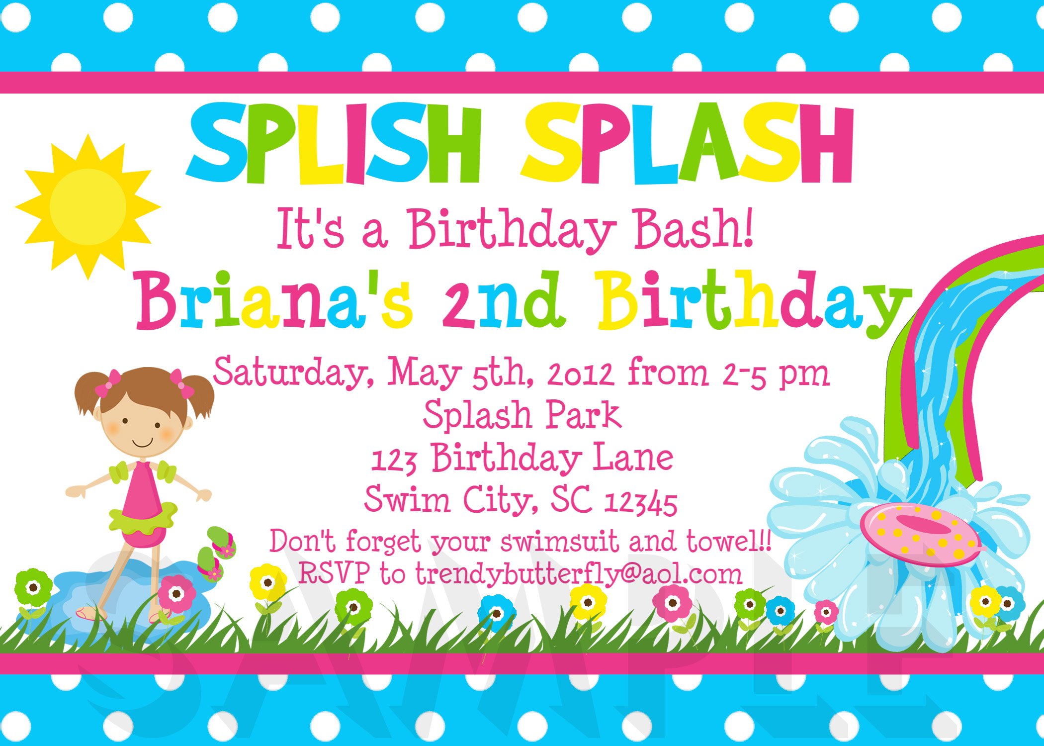 Splash Party Invitations Free Printable