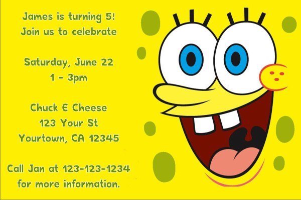 Spongebob Personalized Invitations