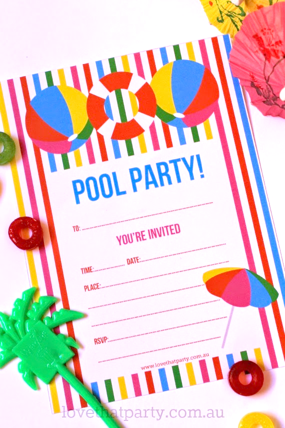 Summer Pool Party Invitations Printable