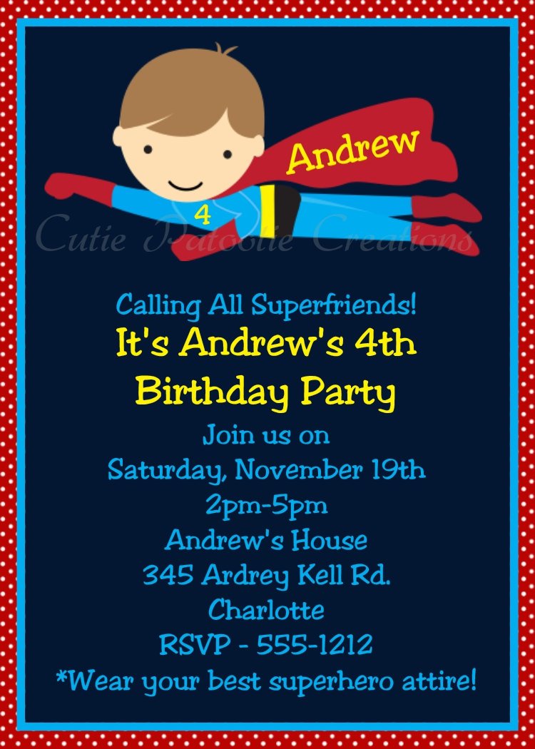 Superhero Birthday Invitations Printable Templates