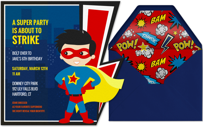 Superhero Invitations For Boys