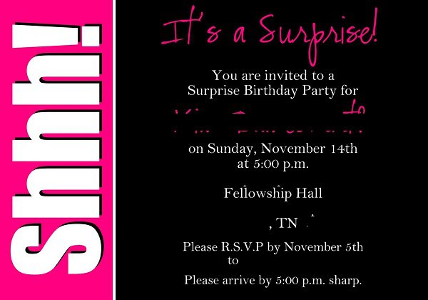 Surprise 18th Birthday Party Invitation Wording