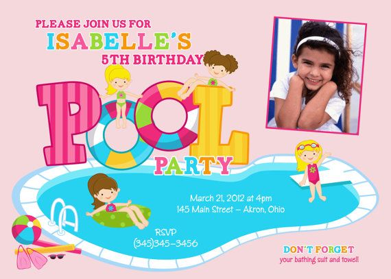 Swimming Birthday Party Invitations