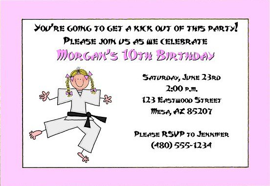 Tae Kwon Do Party Invitations