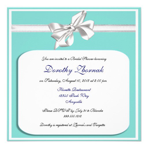Tiffany Color Bridal Shower Invitations