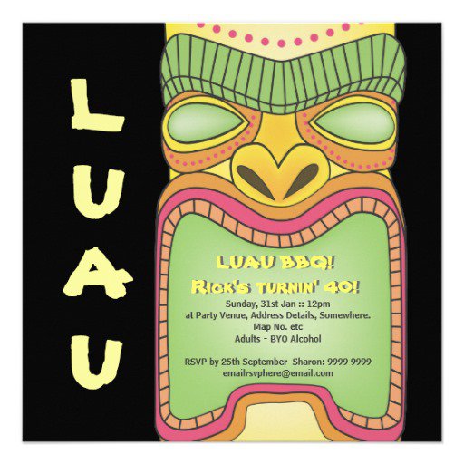 Tiki Luau Party Invitations