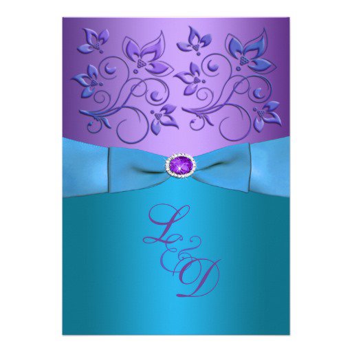 Turquoise And Purple Wedding Invitations