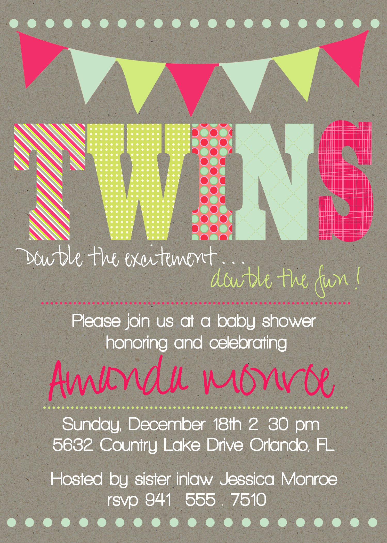 Twin Baby Shower Invitations Wording