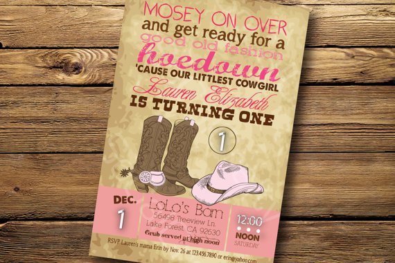 Vintage Cowgirl Party Invitations