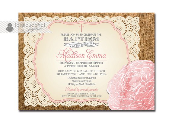 Vintage Lace Baptism Invitations