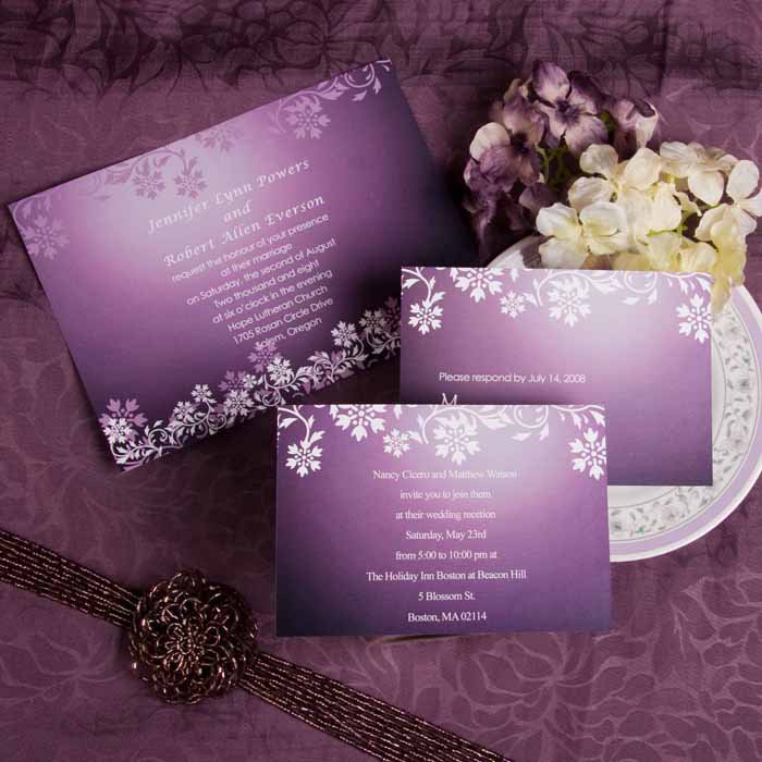 Violet And Silver Wedding Invitation