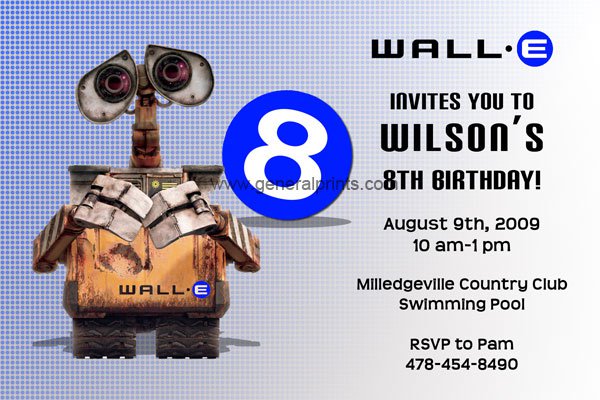 Wall-e Birthday Invitations