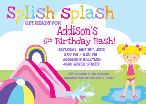 Water Slide Birthday Invitation Wording