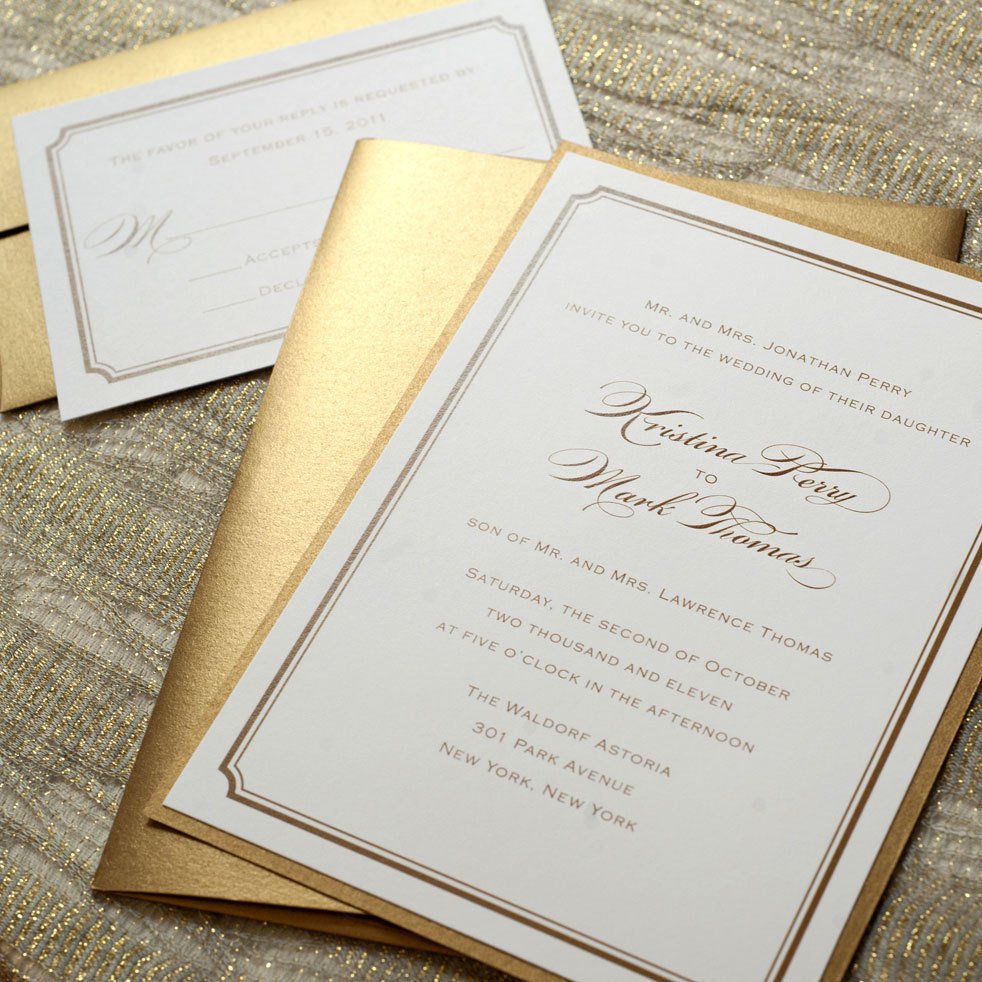 White And Gold Wedding Invitations Pinterest